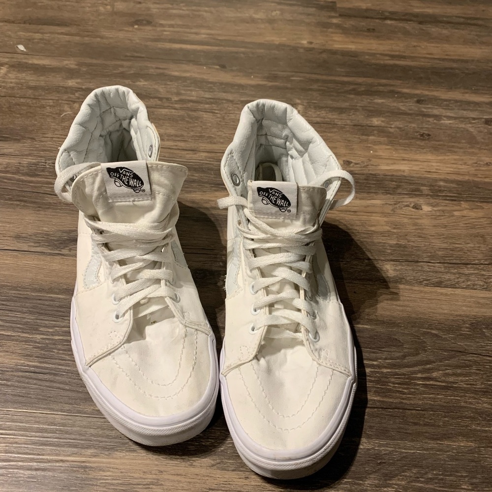 High Top White Vans. Off The Wall